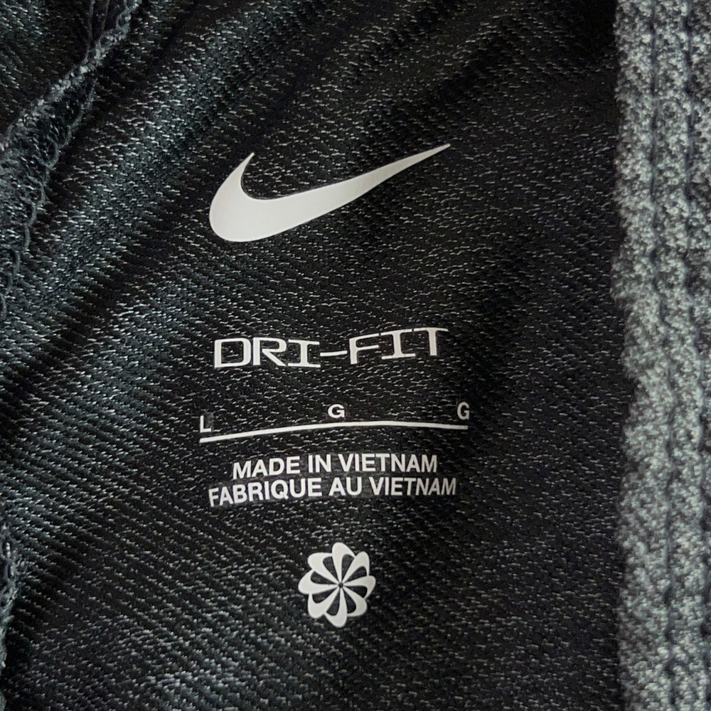 Nike Women's Dark Gray Athletic Shorts with Black Drawstring and White Swoosh - Picture 3 of 10